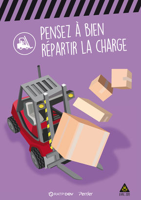 Affiche atelier sécurité - Fenwick - Pensez à bien répartir la charge 