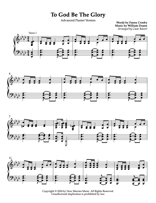 Thumbnail: "To God Be The Glory" Advanced Congregational Accompaniment