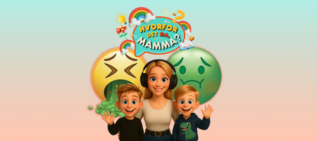 Mamma, Max og Leo med oppkast emojier bak seg