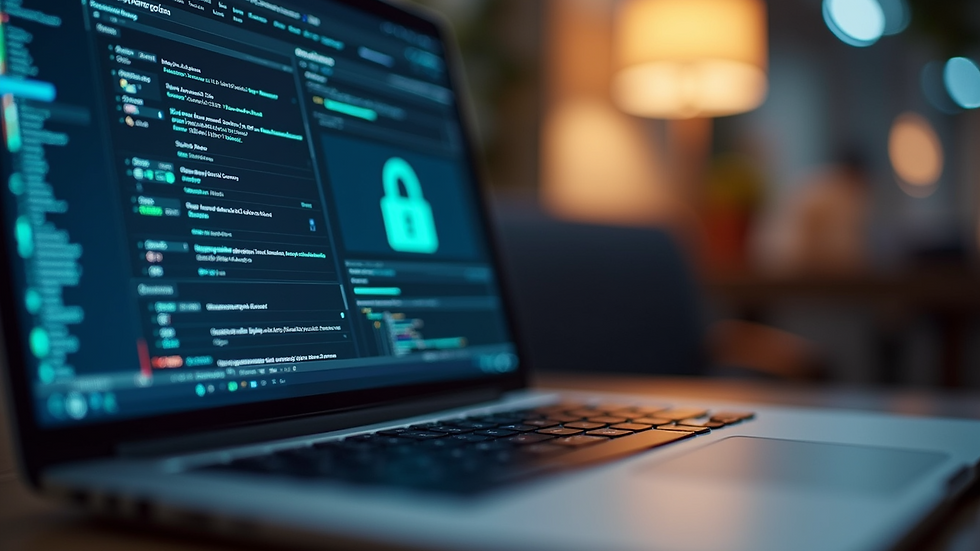 Eye-level view of a laptop screen displaying a cybersecurity training platform interface