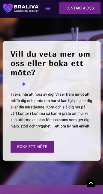 Mobile view CTA