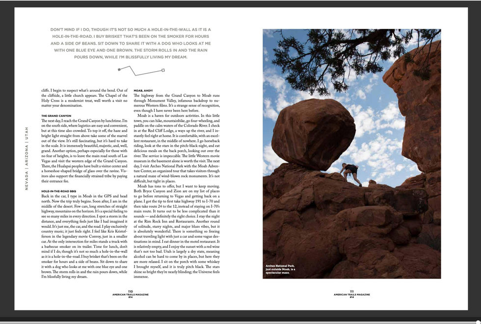 Screenshot of American Trails Magazine article by Jonas Larsson
