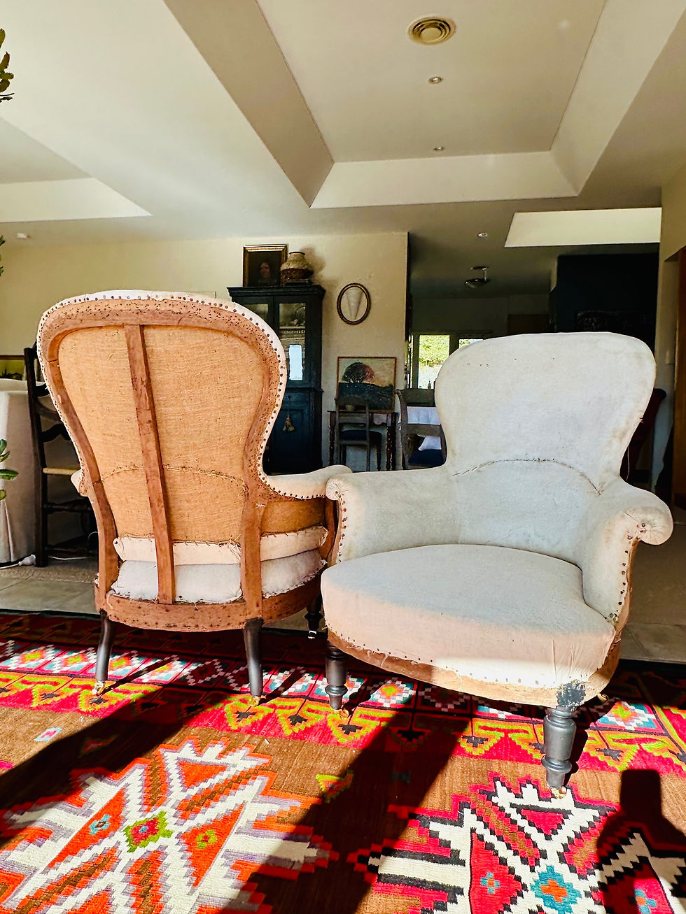 Thumbnail: Pair Balloon Back Napoleon Armchairs 