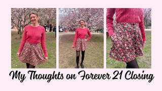girl wearing floral skirt and coral sweater