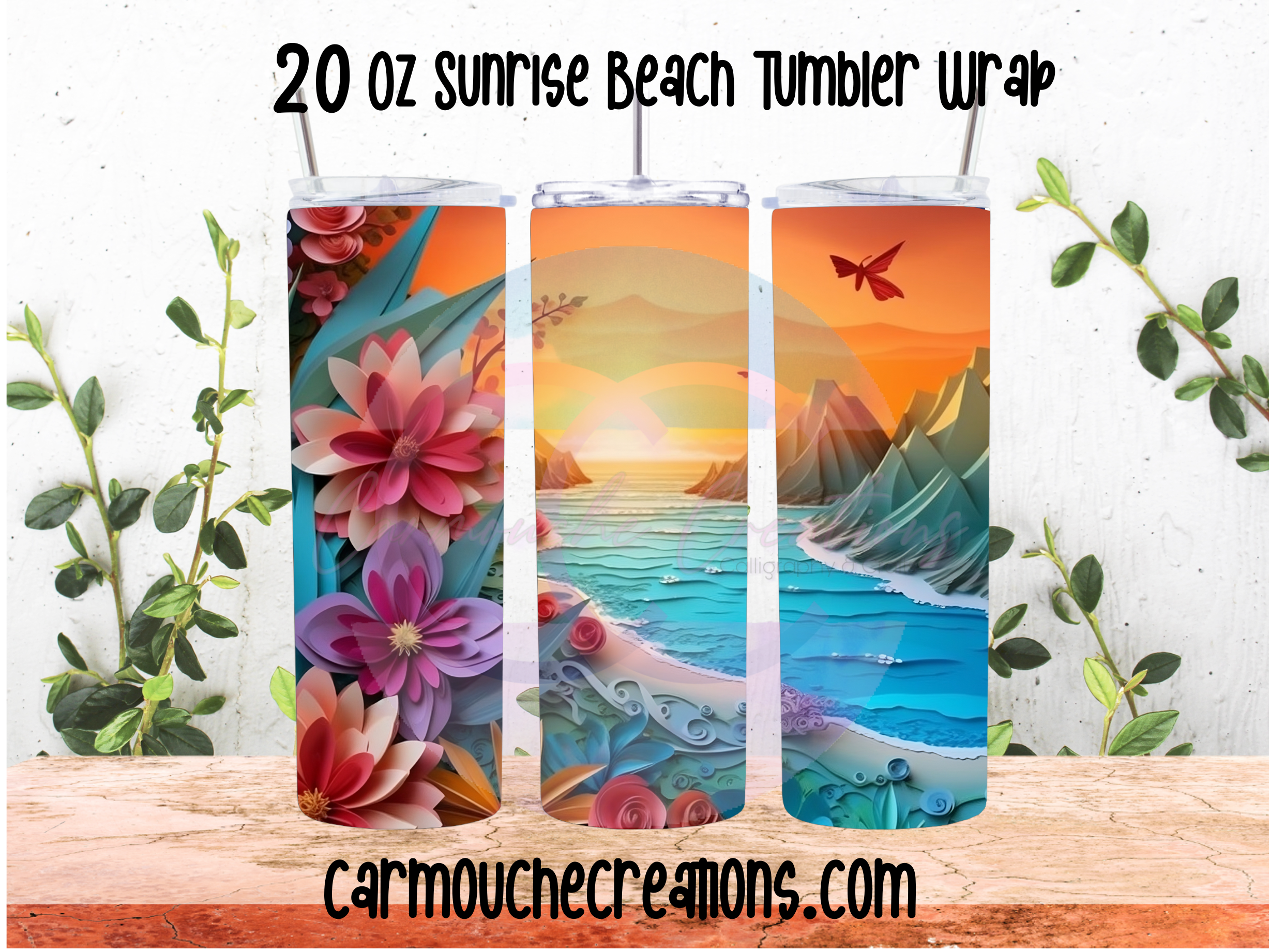 104TW 20 oz Sunrise Beach Tumbler Wrap