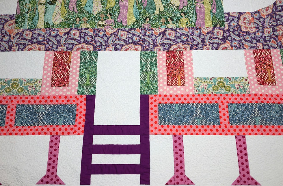 Sew, Jahit Kampung HouseMinagkabau FPP Quilt with Tilda Hometown Fabrics