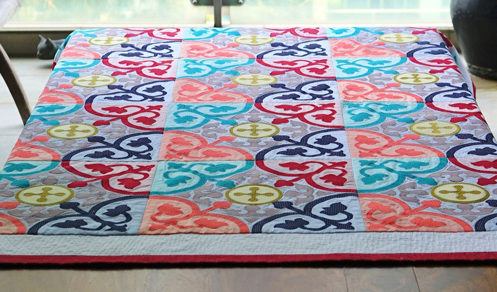Peranakan Tiles Inspired Applique Quilt
