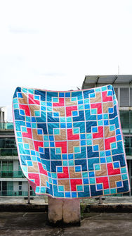 colour oriental lattice quilt waving in the wind