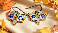 Jack faced floral death Moth-earrings