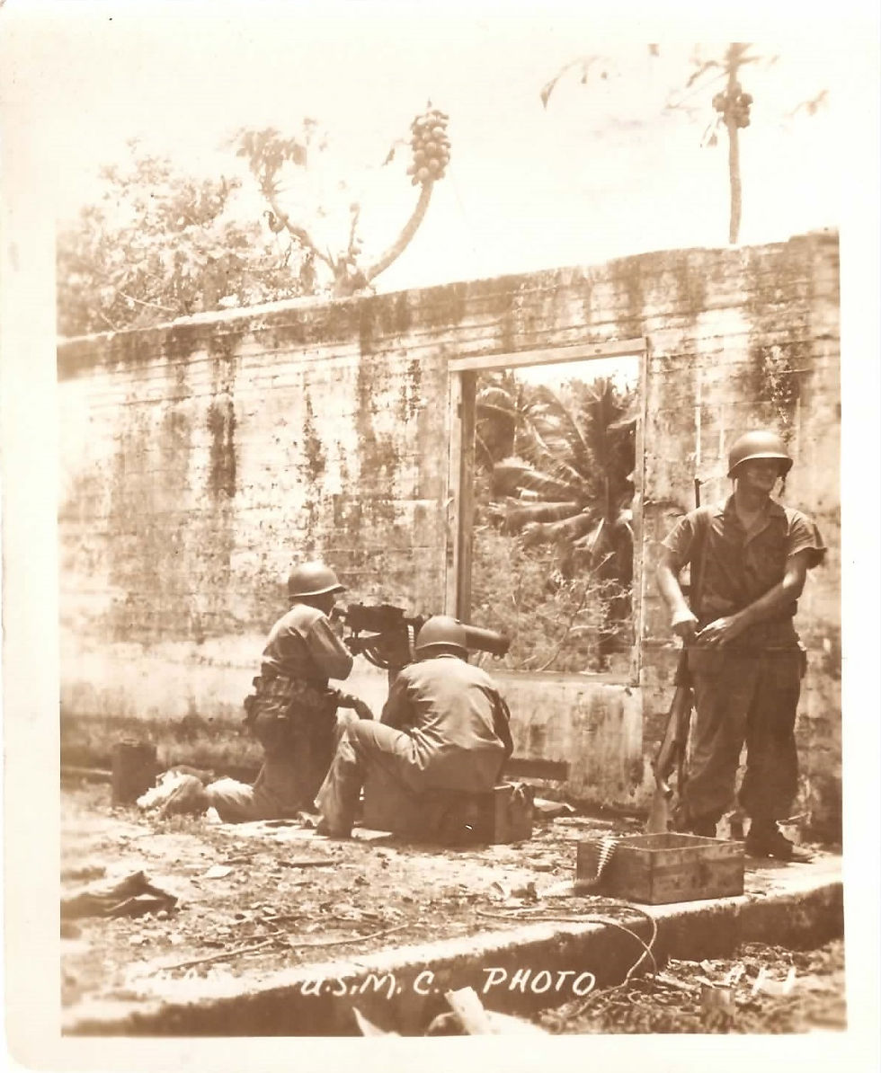 A machine gun team on Guam
