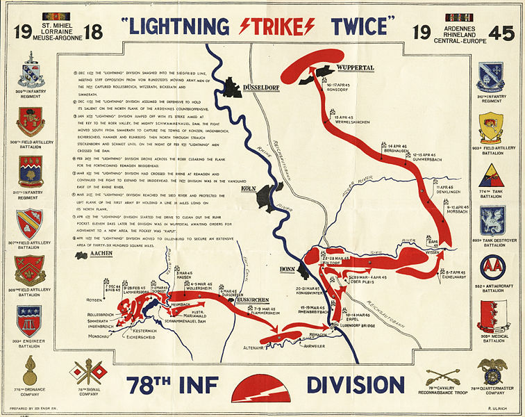 Map of the 78th ID path through Europe