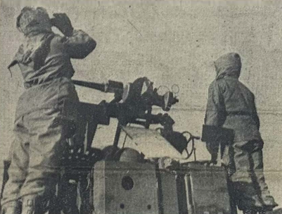443rd gunners, Binoculars is Sgt Tom Ini of Framingham Mass and Cpl Emilio A Angelini of R