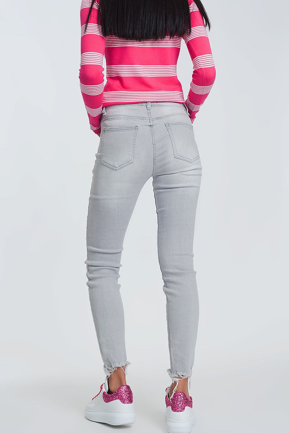 Thumbnail: High Waist Grey Skinny Jeans