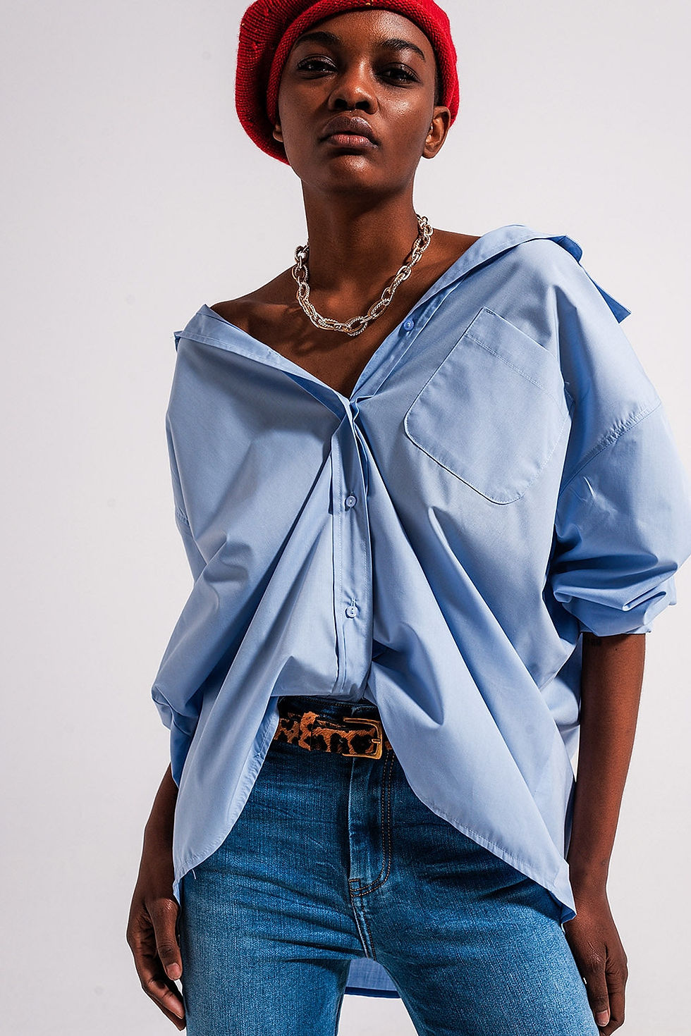 Thumbnail: Relaxed Poplin Shirt in Blue