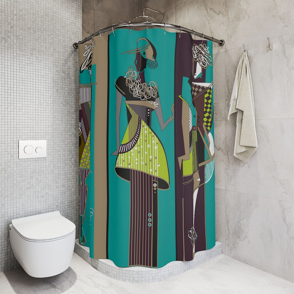 Thumbnail: Polyester Sketched Model Shower Curtain