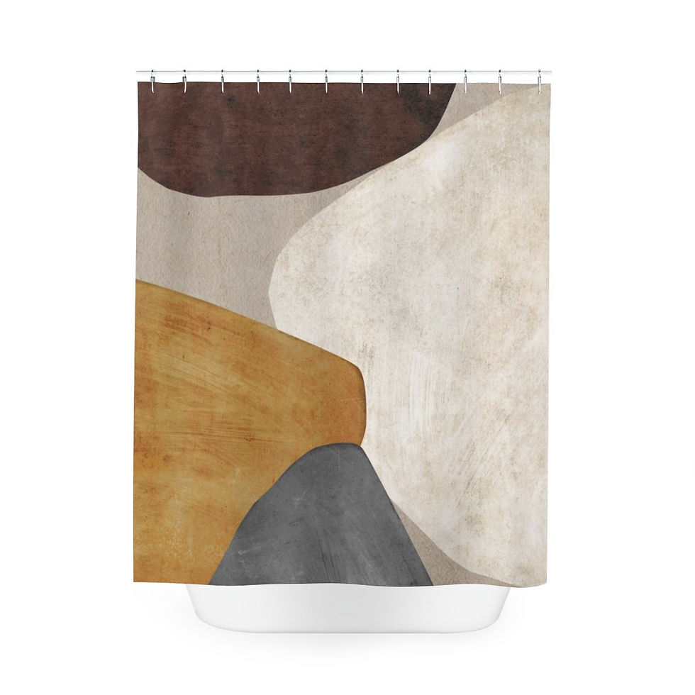 Thumbnail: Polyester Golden Geometric Shower Curtain