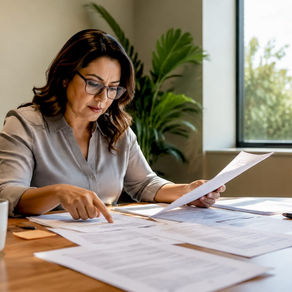 Fleet manager reviewing insurance documents