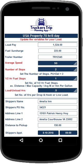 Trucker Trip Planning Worksheet image