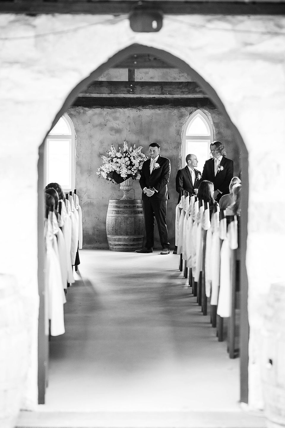 Black and white peppers creek chapel doorway