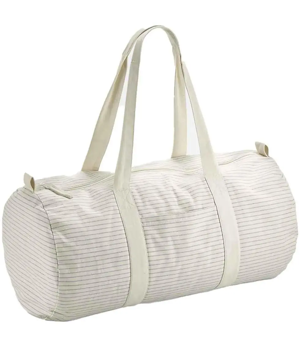 Thumbnail: Personalised Nautical Stripe Barrel Bag with Wash Bag