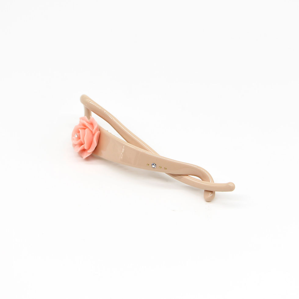 Thumbnail: Caroline Hair Clip with Rose (Large) - Neutral Colours