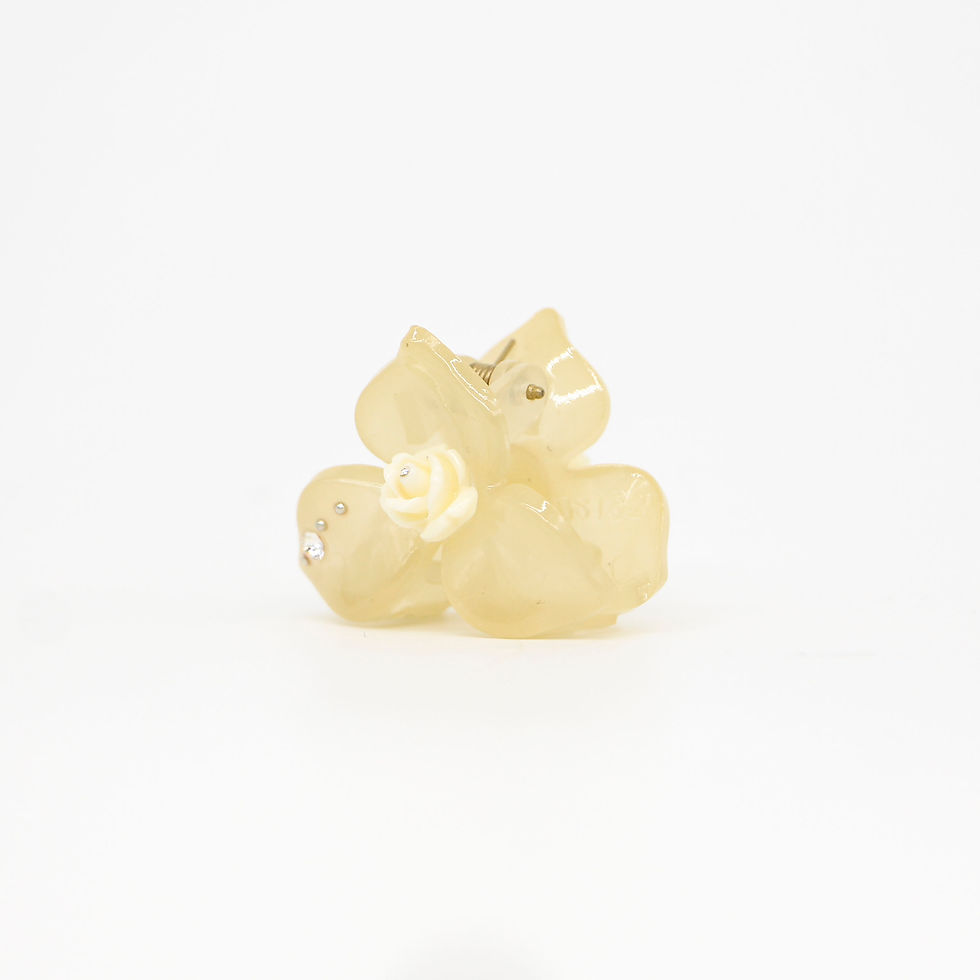 Thumbnail: Sylvia Jaw Clip with Rose Bud (Small) - Translucent Clip