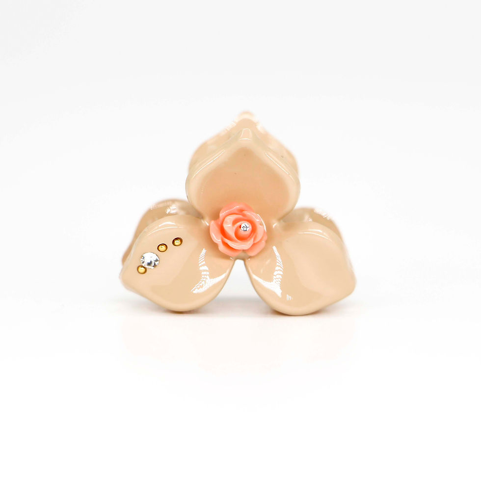 Thumbnail: Sylvia Jaw Clip with Rose Bud (Small) - Solid Colour Clip