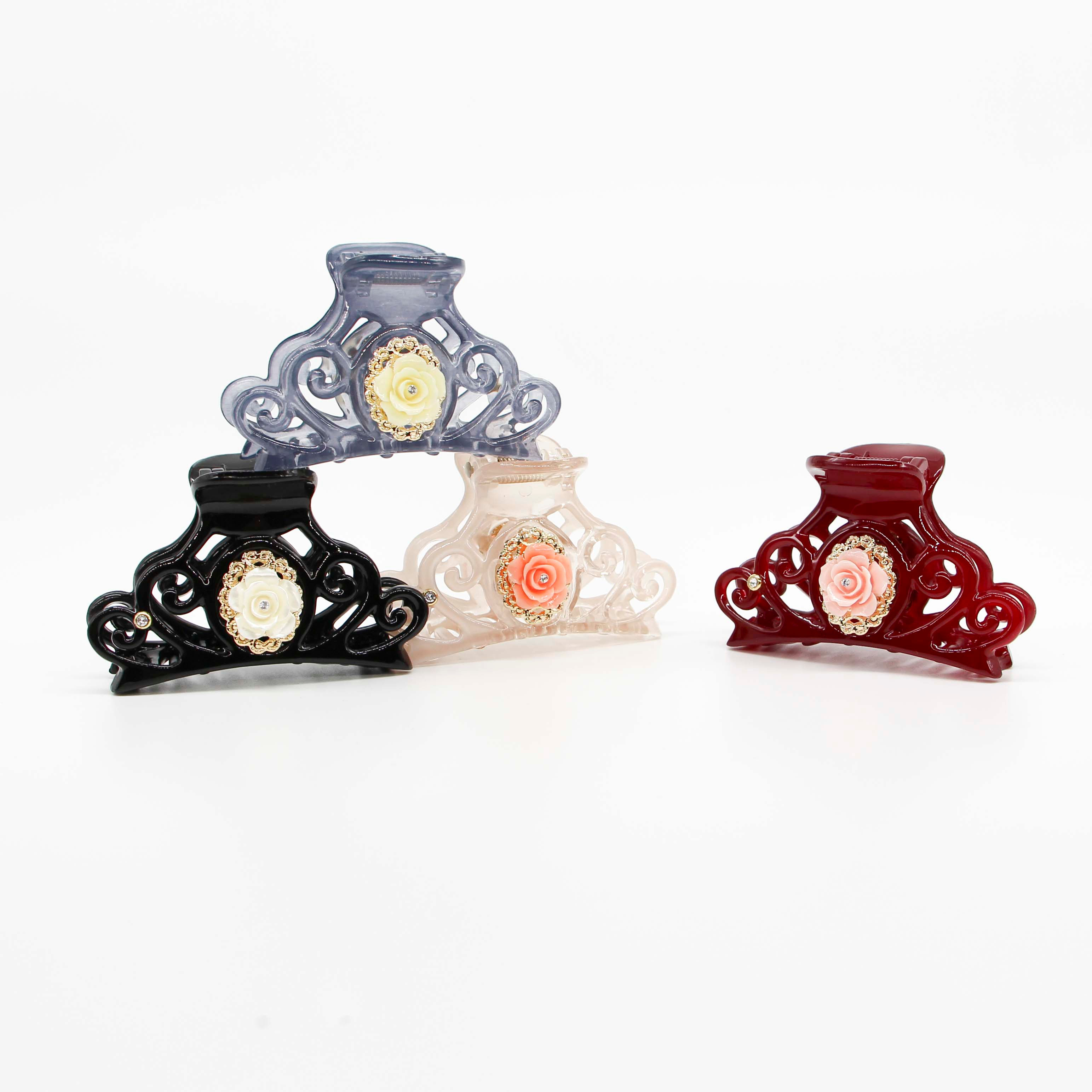 Charlotte Jaw Clip with Rose (Medium)