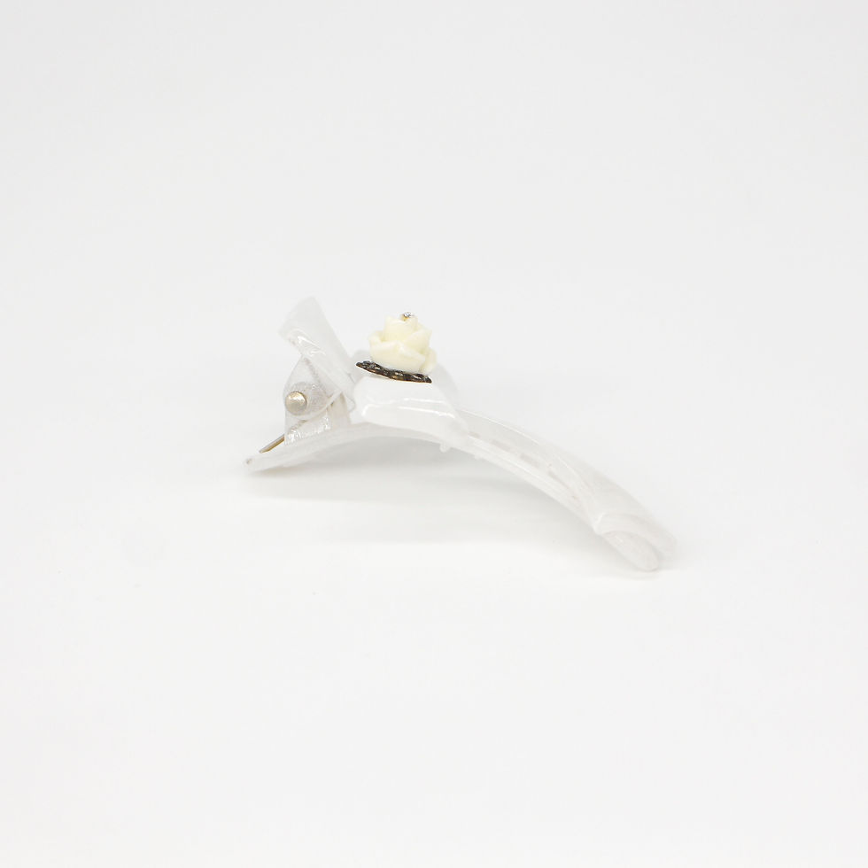 Thumbnail: Rebecca Alligator Clip with Rose Bud - Neutral Colours