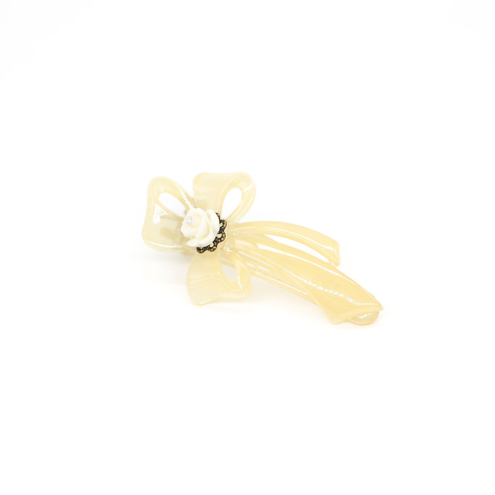 Thumbnail: Rebecca Alligator Clip with Rose Bud - Neutral Colours