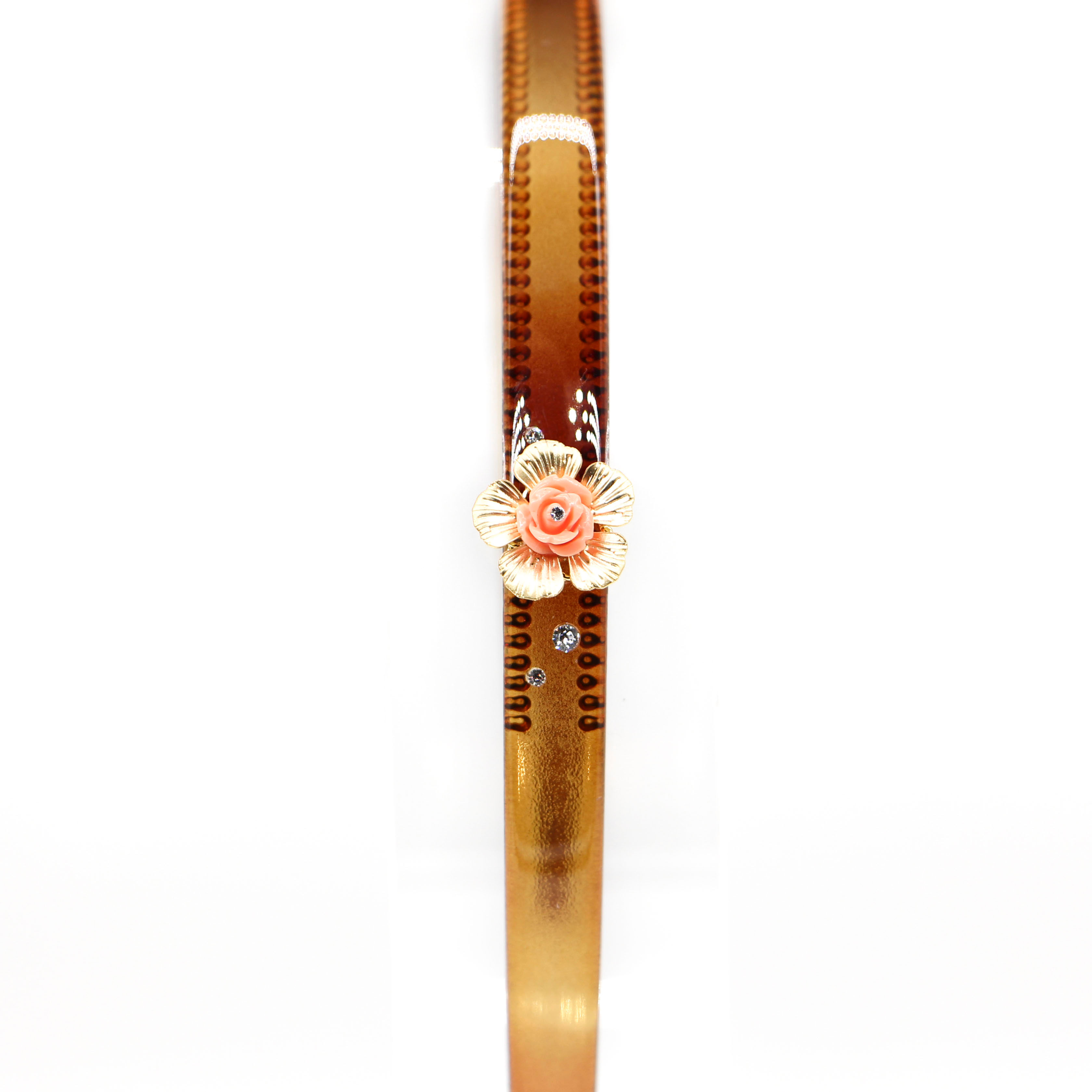 Hairband with Rose Bud and Gold-plated Periwinkle Flower