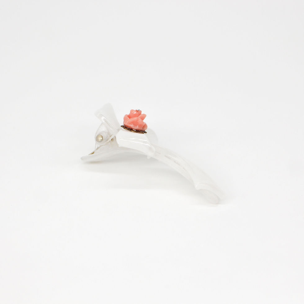 Thumbnail: Rebecca Alligator Clip with Rose Bud - Neutral Colours