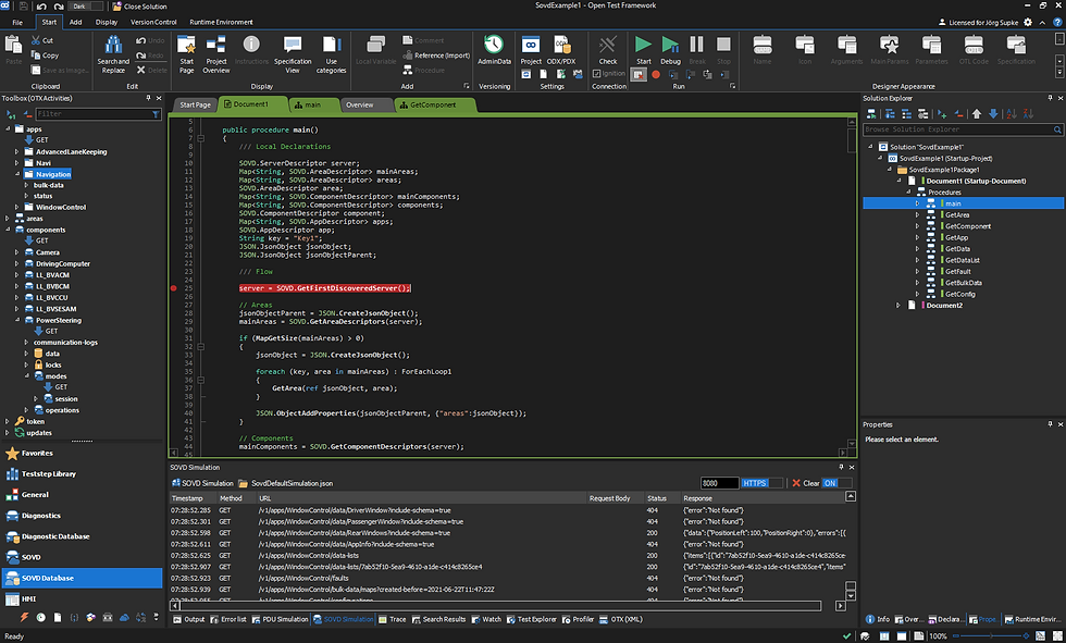 Figure 6: OTX IDE Open Test Framework with SOVD support