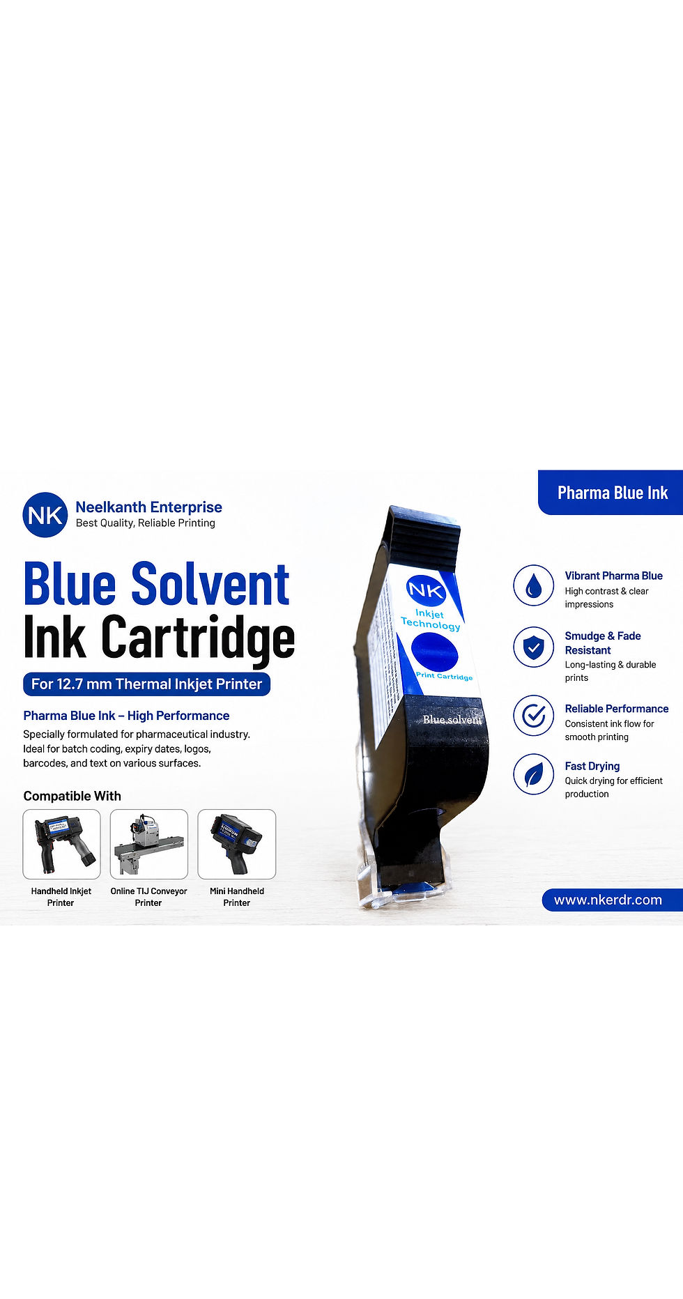 Blue Solvent ink cartridge