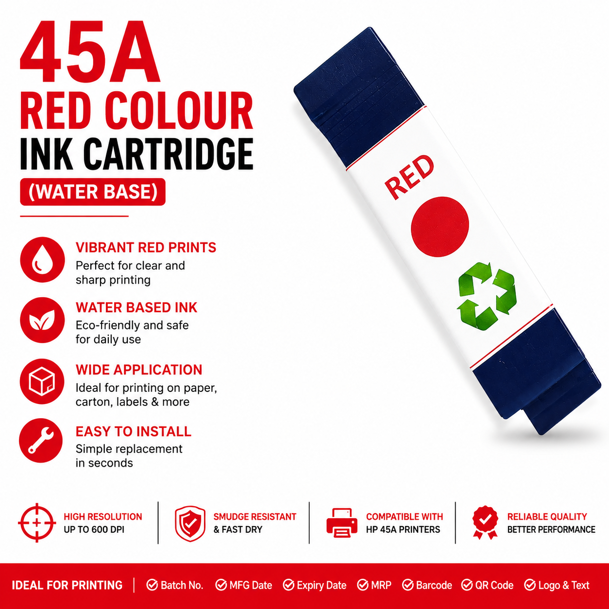 RED COLOUR INK CARTRIDGE