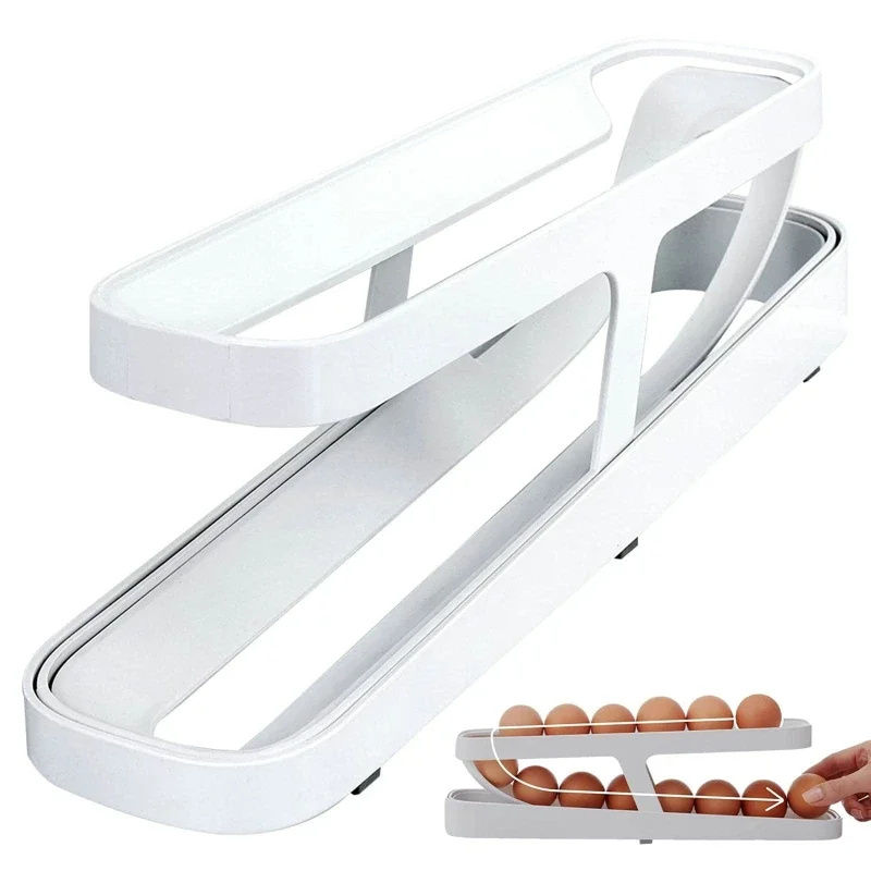 Thumbnail: Slide Type Egg Carton Double Automatic Egg Roller Refrigerator Side Door Egg Sto