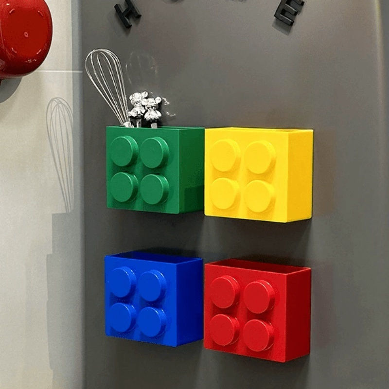 Thumbnail: 1/4pc Magnetic Storage Box Refrigerator Entrance Door Shelf Organizer Building B