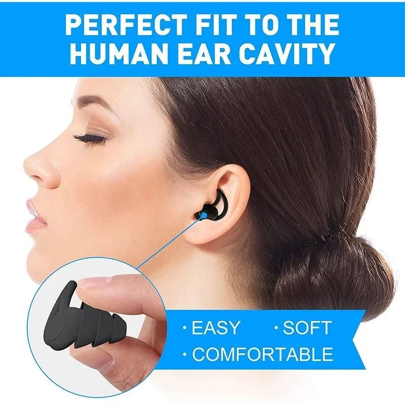 Thumbnail: CCSN 3 Layer Ear Plugs For Sleep Silicone Noise Cancelling Hearing Protection, S