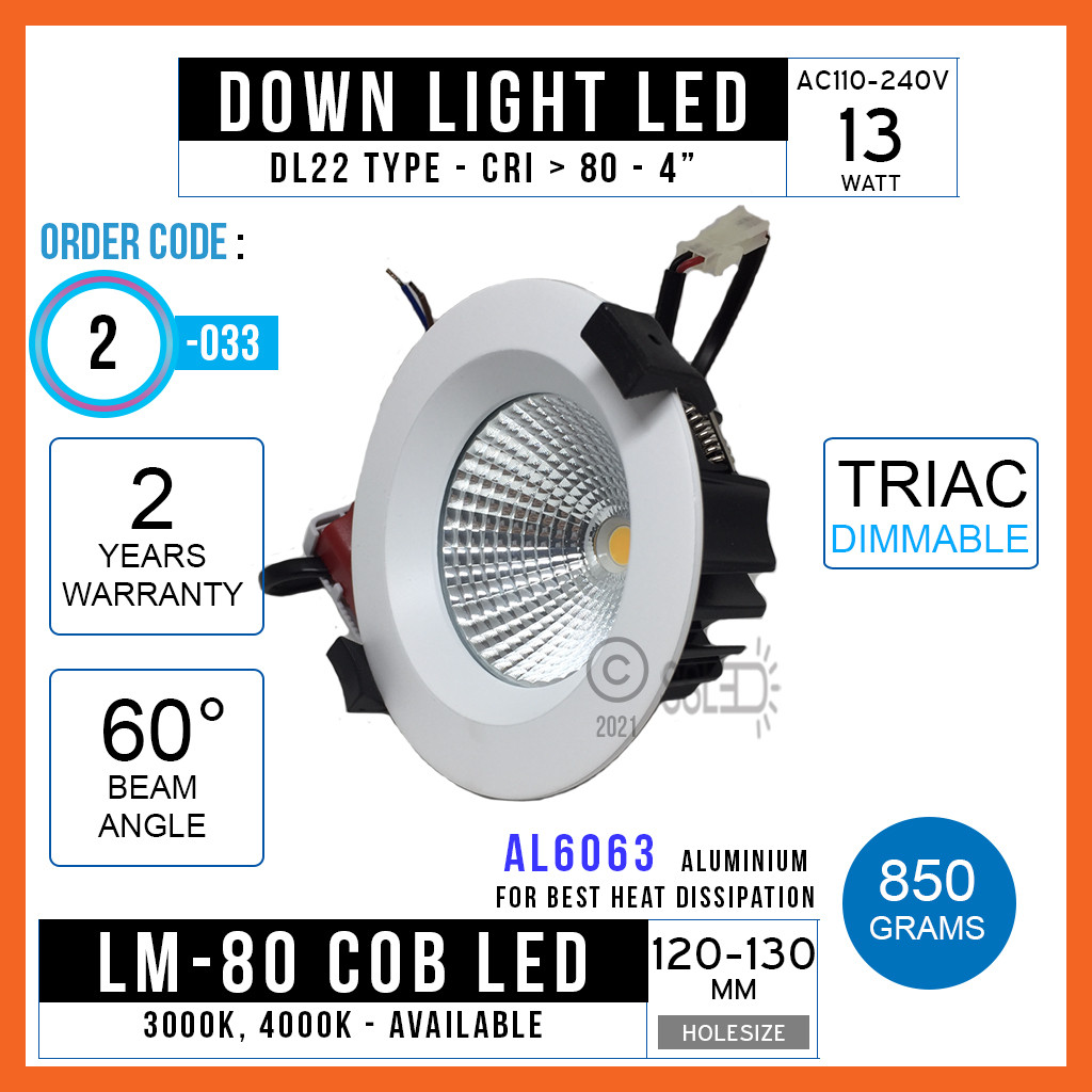 Downlight Dimmable DL22 13 Watt