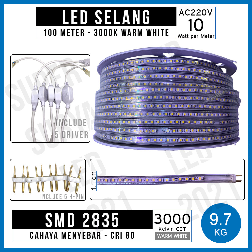 Lampu Selang 100 Meter AC 220 Volt
