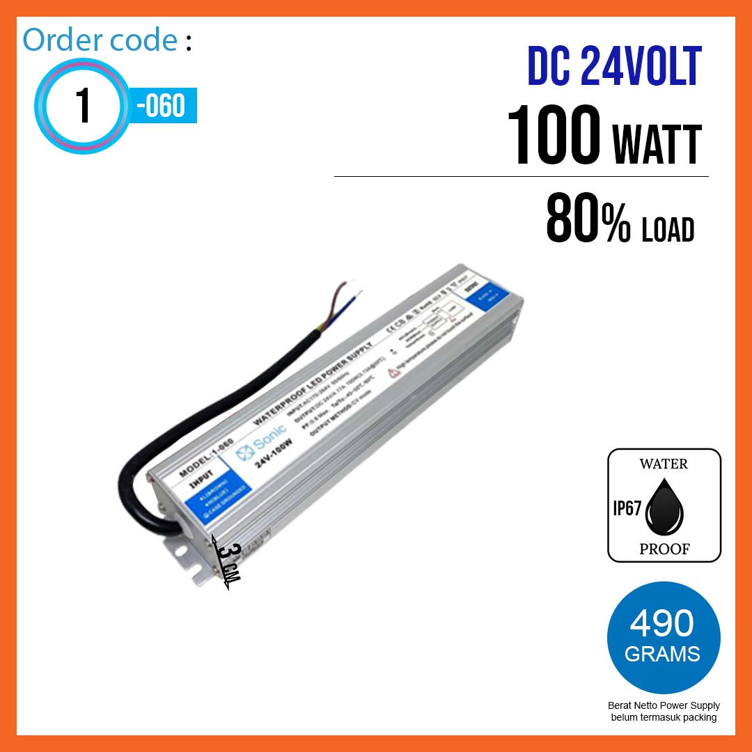Sonic Switching Mode Power Supply Waterproof DC24Volt 100 Watt 4.16A