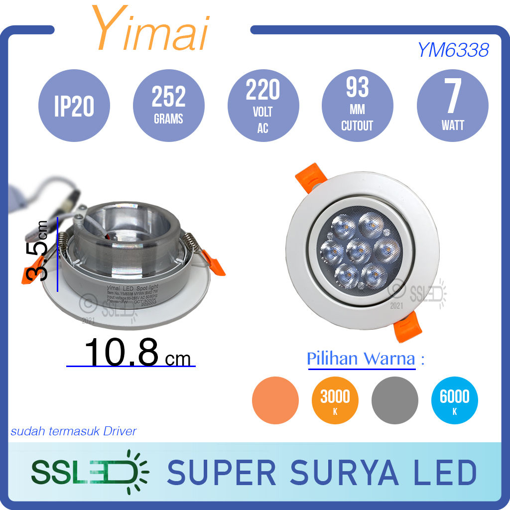 Yimai LED Downlight 7 Watt YM6338