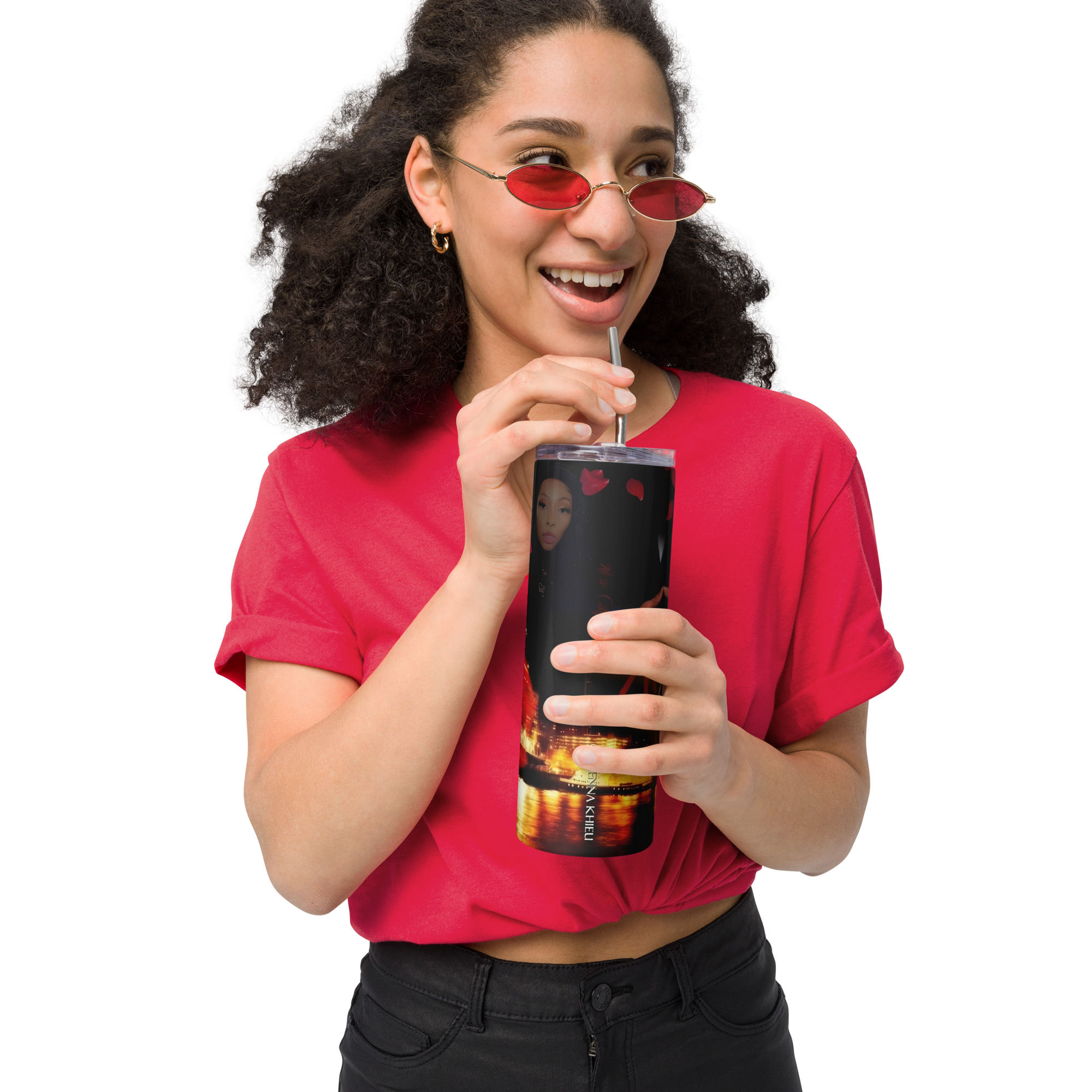 Black Rose Book Cover Stainless-steel Tumbler