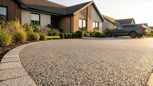 Close up photo of new resin driveway