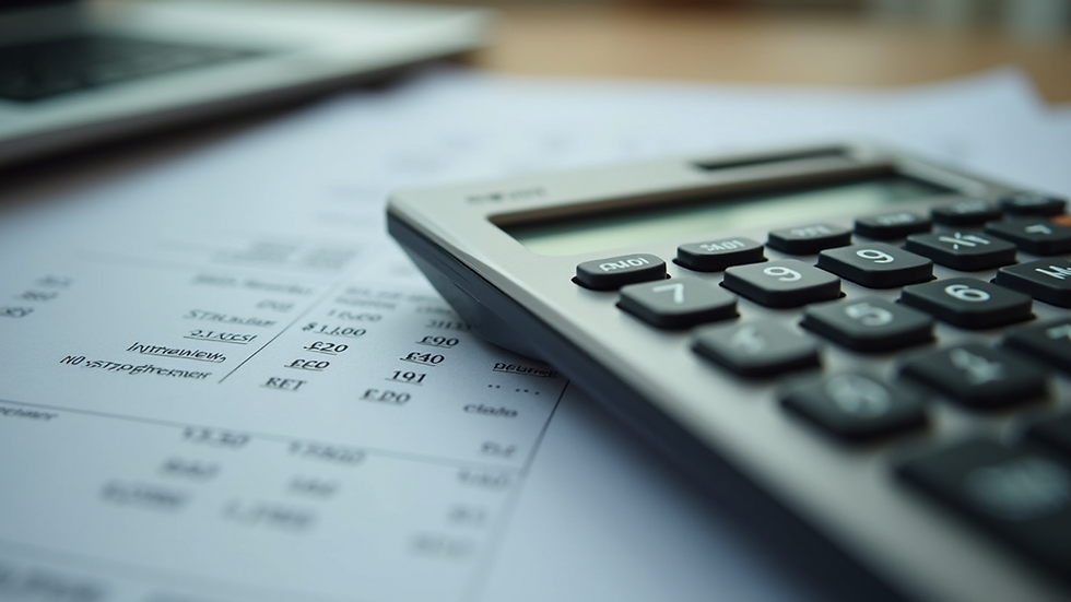Close-up view of a calculator displaying loan interest calculations