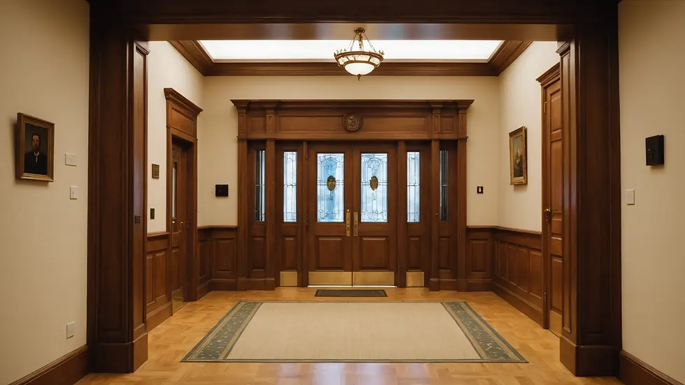 Eye-level view of an open family court doorway