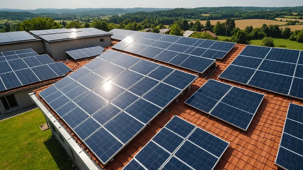 Eye-level view of solar panels installed on a roof