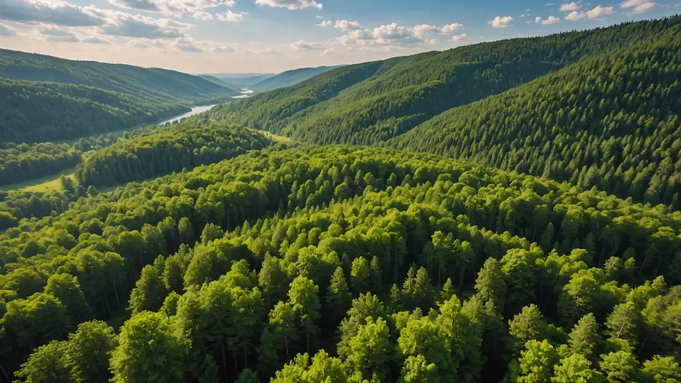 Wide angle view of a vast forest landscape
