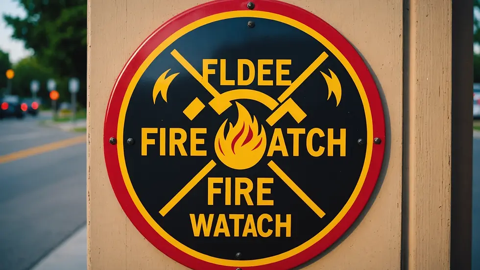 Close-up of a neighborhood fire watch sign