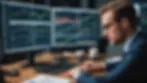 Eye-level view of a financial analyst reviewing performance trends